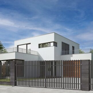 Einfahrtstor Set 1.5 x 4m Einfahrtstor Hoftor Metalltor Modern Doppelfl&uuml;geltor Lamellen