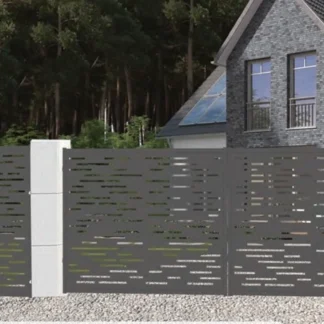 Einfahrtstor Set 1.5 x 4m Einfahrtstor Hoftor Metalltor Modern Doppelfl&uuml;geltor Tor